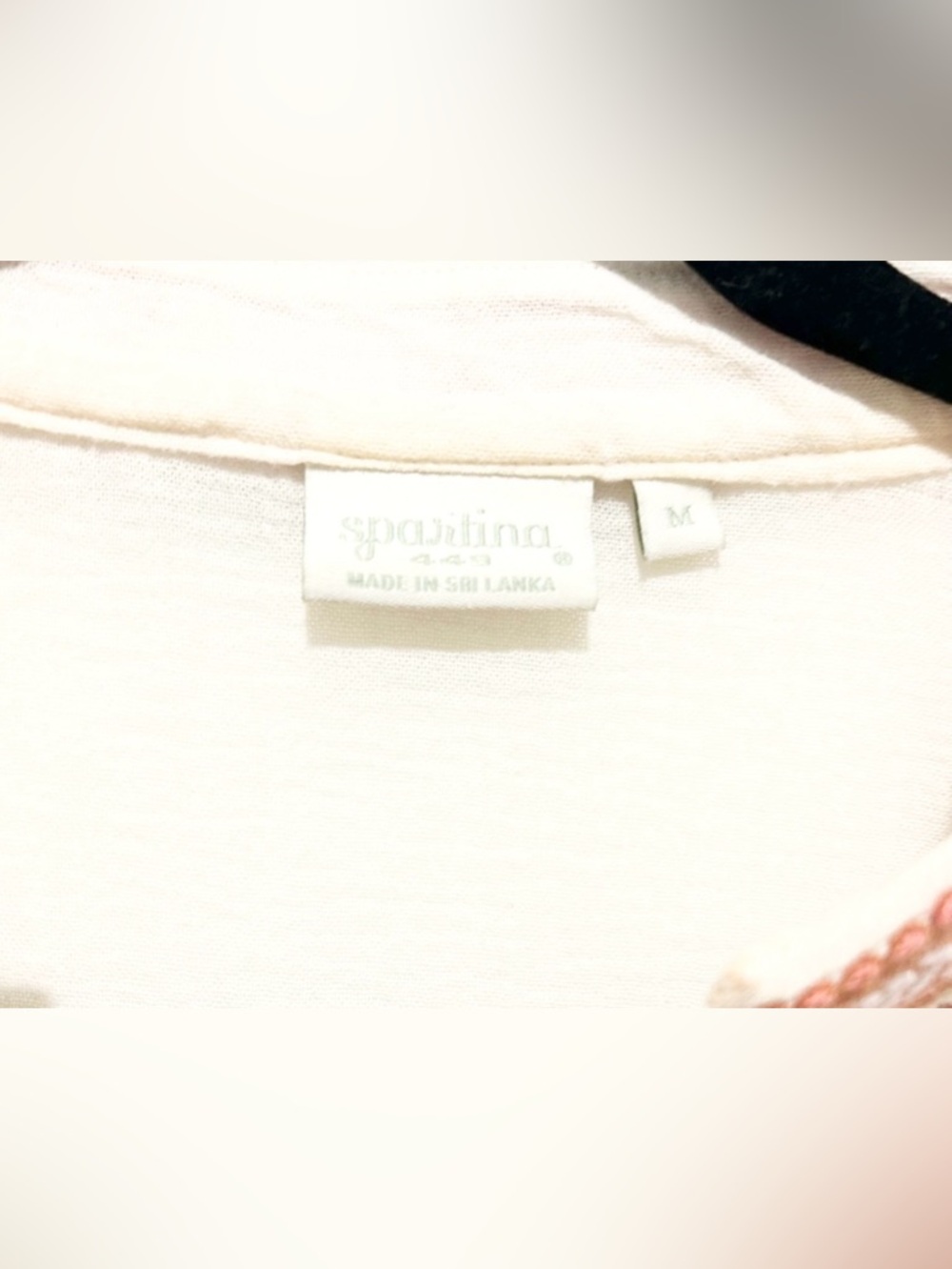 Spartina 449 Cream Embroidered Tunic Blouse Paisley Neckline Medium - Picture 5 of 8